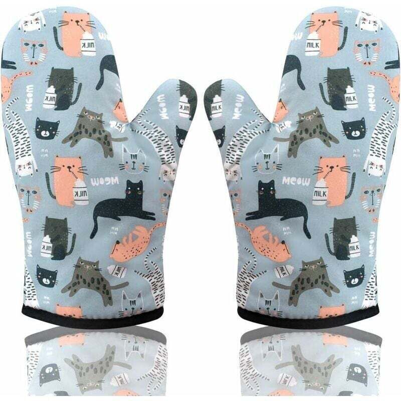 Chat 1 Paire Gant de Cuisine, Gant Four Manique Four
