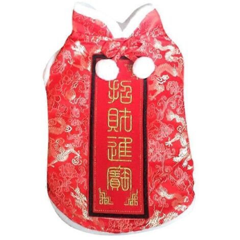 Chat de compagnie costume Tang rouge manteau pour chien vêtements chinois pour chien de taille moyenne-XS