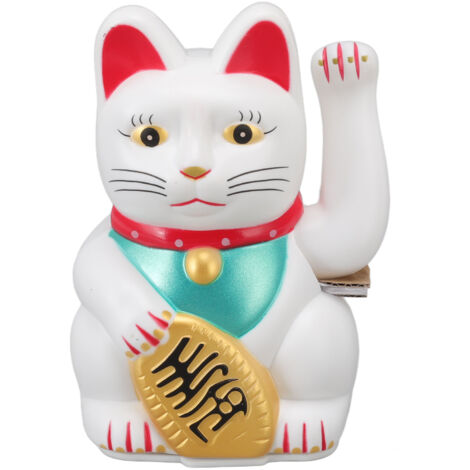 Chat de Fortune à Piles Chat Porte-Bonheur Chat d'Accueil Chat de Richesse pour Hôtel Restaurant 5in Blanc Modèle 0255C