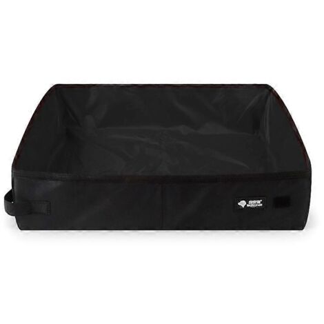 Chat de voyage pliable anti-fuites pour chatons et chats moyens, boîte à litière compacte L-noire.