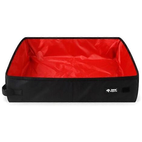 Chat de voyage pliable, bac à litière pour chat moyen et chaton, anti-fuite, rouge (taille S).