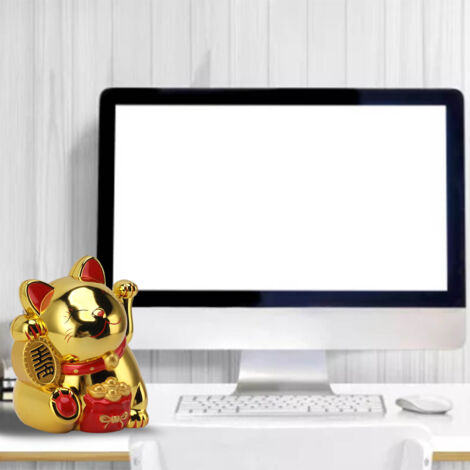 Chat électric à bras articulé Maneki Neko MLY11020-4 Gold 5.5in Ornement de bureau plastique pour bien-être