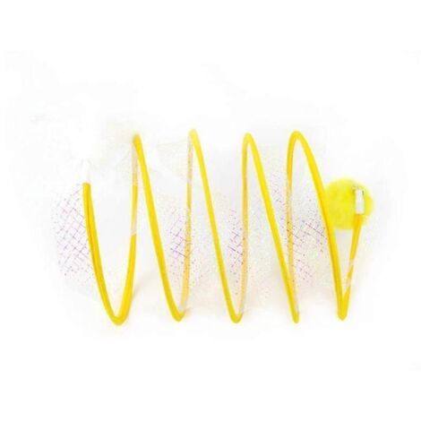 Chat jouet teaser souris tunnel tube griffoir pour chat - petit modèle jaune (190 caractères exactement)