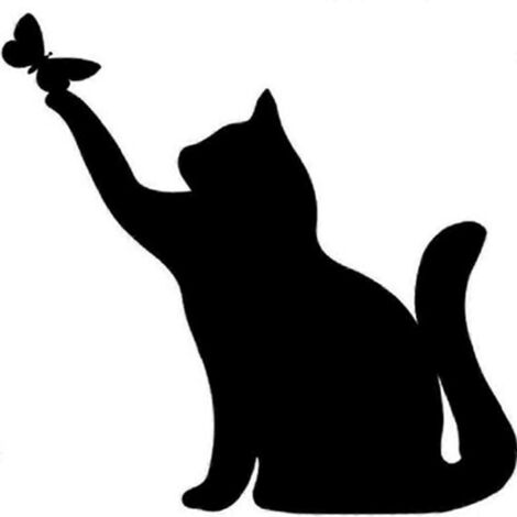 Chat noir métallique pour chat, piquet décoratif silhouette animale, statue extérieure jardin, décoration Halloween pelouse yard.