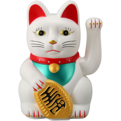 Chat Porte-Bonheur Blanc 6 Pouces Figurine Électrique Chat Maneki Neko pour Maison Cadeau Ouverture Magasin 0256C