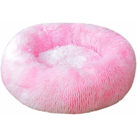 Chat Rond en Peluche pour Animal Chats et Petits Chiens Coussin pour lit de Chat Lit Donut Chien Convient Nest Sofa XH062 (Diameter:60cm, Tie Dye Pink)