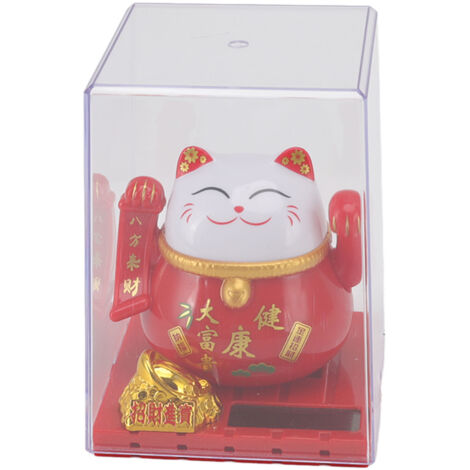 Chat Solaire Porte-Bonheur - Statue Chat Maneki-Neko Énergie Solaire pour Déco Maison et Voiture