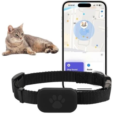 Chat Tracker, Collier GPS Chat Tracker, Aide à Localiser Votre Chat, pour chatonssans Frais mensuels(Compatible avec iOS/Android)