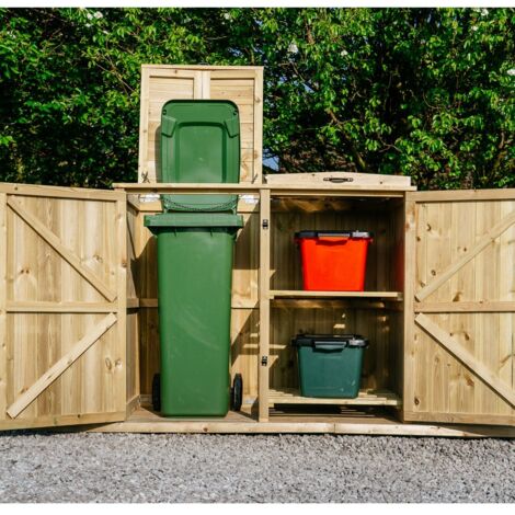 Chatburn 1 Wheelie Bin/2 Recycle Box Store - L80.4 x W134 x H120 cm - Fits 1 x 180L or 240L Wheelie Bins & 2 x Recycle Boxes