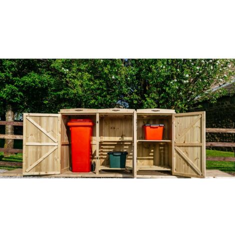 Chatburn 1 Wheelie Bin/4 Recycle Box Store - L80.4 x W192 x H120 cm - Fits 1 x 180L or 1 x 240L Wheelie Bins & 4 x Recycle Boxes