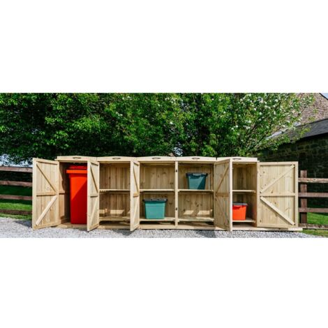 Chatburn 1 Wheelie Bin/8 Recycle Box Store - L80.4 x W308.5 x H120 cm - Fits 1x 180L or 1x 240L Wheelie Bins & 8x Recycle Boxes