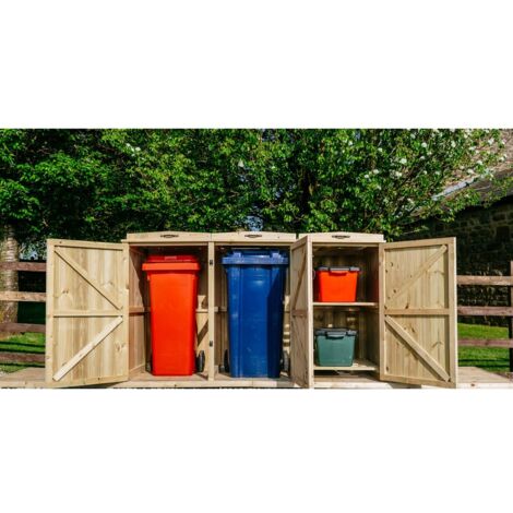Chatburn 2 Wheelie Bin/2 Recycle Box Store - L80.4 x W203 x H120 cm - Fits 2 x 180L or 2 x 240L Wheelie Bins & 2 x Recycle Boxes