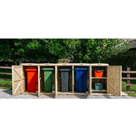 Chatburn 4 Wheelie Bin/2 Recycle Box Store - L80.4 x W342.2 x H120 cm - Fits 4x 180L or 4x 240L Wheelie Bins & 2x Recycle Boxes