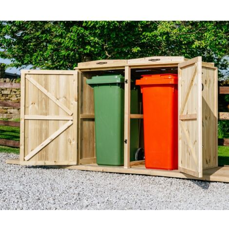 Chatburn Double Wheelie Bin Store  - Timber - L64 x W122.5 x H120 cm - Fits 2 x 140L Wheelie Bins