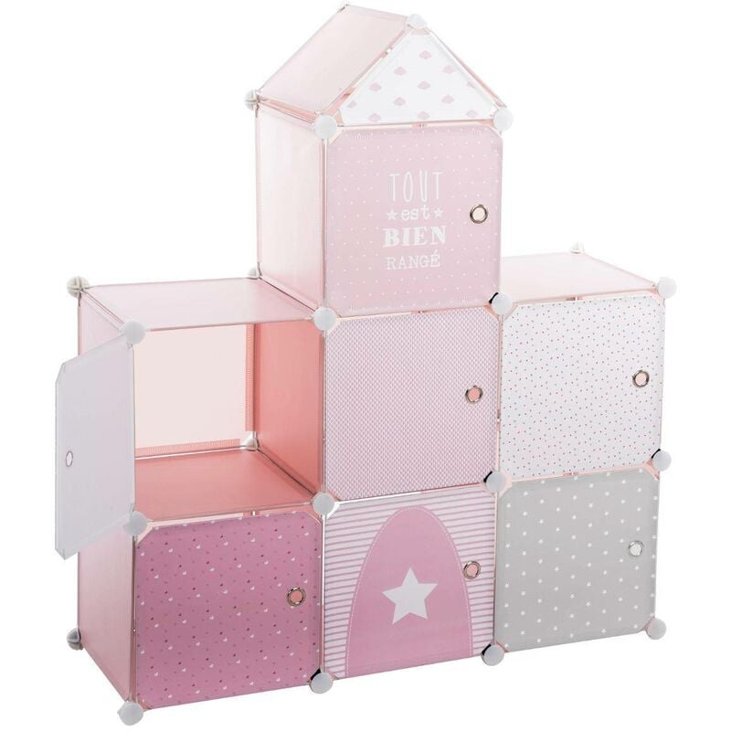 Atmosphera - Casiers de rangement enfant Château rose 96x109cm créateur d'intérieur