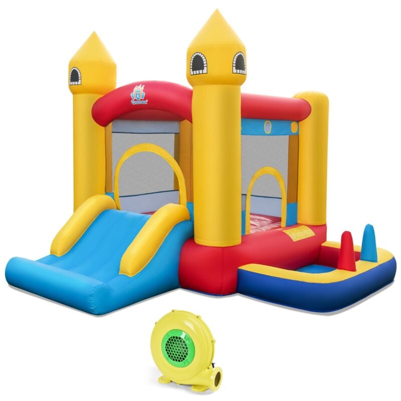 Maisonchic - Château Gonflable 6 en 1 Enfants avec Souffleur 480W Maison de Saut Gonflable en Tissu Oxford avec Piscine à Balles Panier de Basket