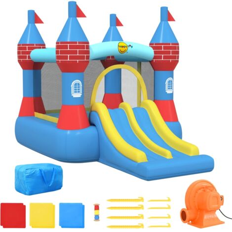 Château gonflable avec toboggan double 368,5x265x220 cm PVC Happy Hop - N/A