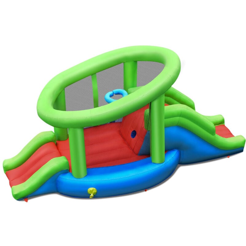 Helloshop26 - Château gonflable en forme de escargot avec 2 toboggans maison de rebond gonflable avec mur d'escalade panier de basket ventilateur non