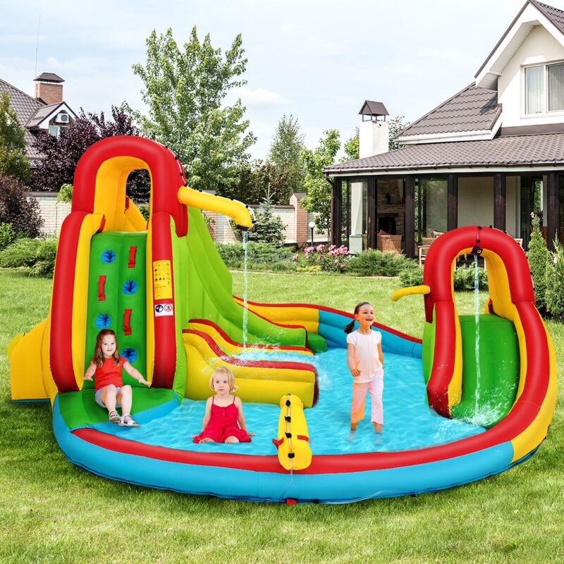 Maisonchic - Château Gonflable pour Enfants avec 2 Toboggans Pataugeoire Canon à Eau Souffleur Non-inclus 480x420x233cm Multicolore design in