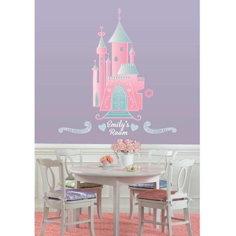 CHÂTEAU PRINCESSE - Stickers repositionnables géants château de princesse à personnaliser 102x47 - Multicolore