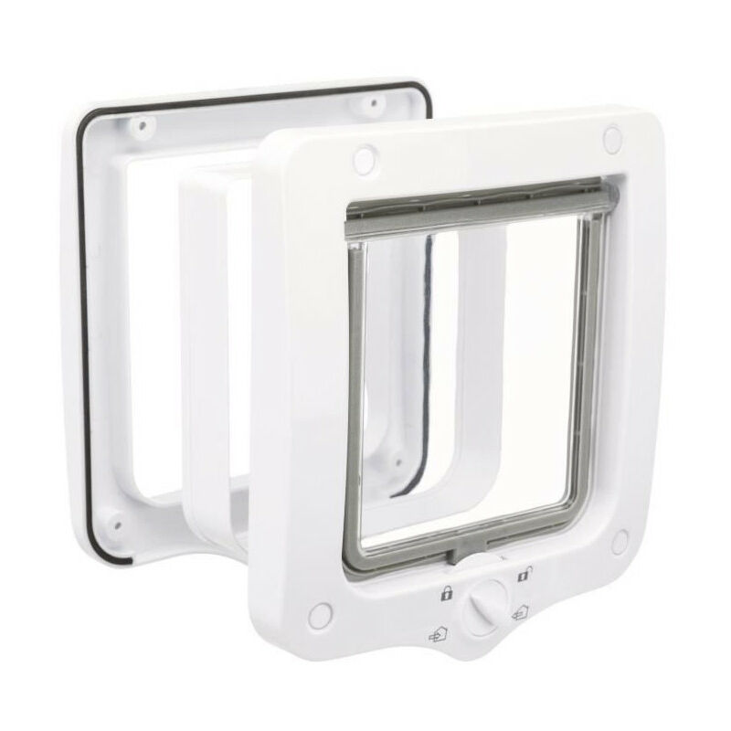 Trixie - Chatiere - 4 positions - Avec tunnel - 20 × 22 cm - Blanc
