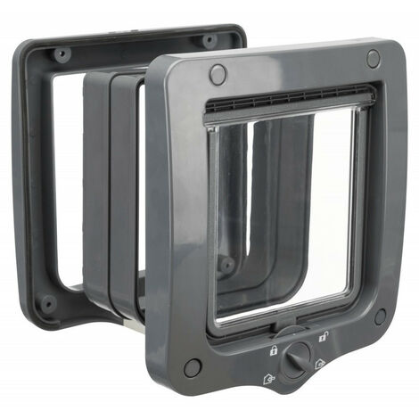 Chatière 4 positions avec tunnel 20 × 22 cm  grise pour chat - animallparadise