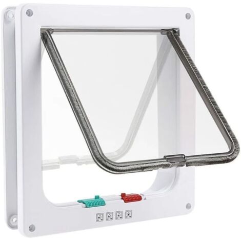 Chatière à Chatière pour Chat avec Tunnel Cache Découpe Chatière Chien Porte de Chat avec Serrure Chatières pour Petit Animaux Cat Mate Verrouillable Facile à Installer Blanc(S)