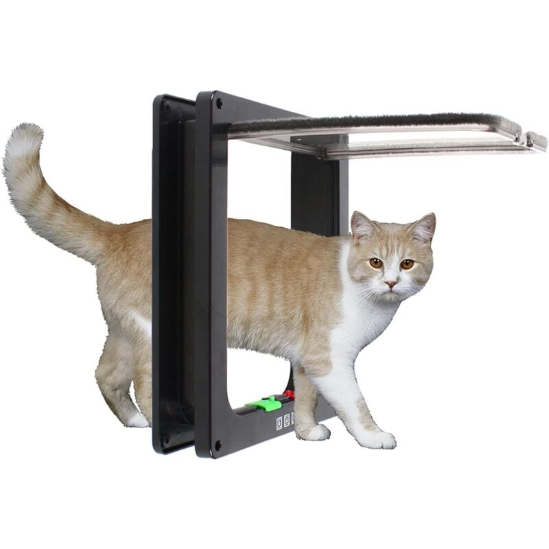 Chatière bidirectionnelle avec serrure, 28,5 x 24,5 x 5,5 cm, Porte battante Pour chats et petits chiens