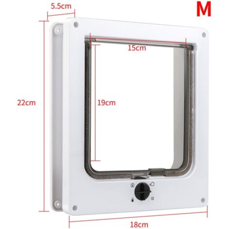 Chatière étanche avec serrure rotative à 4 voies pour chat, petit chien, facile à installer et à utiliser, version améliorée