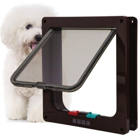 Chatière magnétique verrouillable 4 modes pour animaux de compagnie, chatons et chatons, grande taille, marron