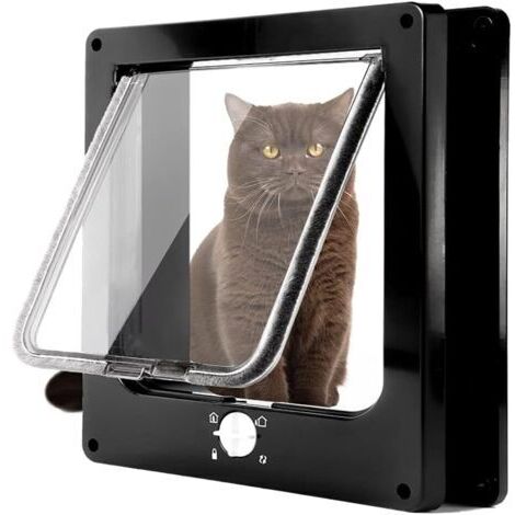 Chatière manuelle silencieuse à 4 points de verrouillage magnétique, taille moyenne, extrêmement durable et facile à installer pour chats et chiens, compatible avec les portes murales, en bois et en P