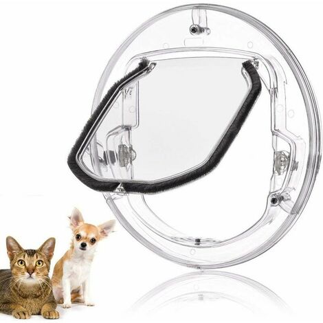 Chatière pour Animaux De Compagnie Petite Porte pour Chiens Et Chats avec 4 Possibilités De Verrouillage Rond, Transparent