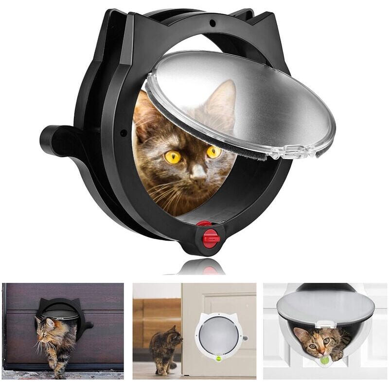 Basetbl - Chatière pour Animaux - Verrouillage 4 Voies, Design Unique, Facile à Installer - Noir