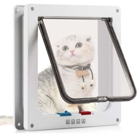Chatière pour Chat avec Magnétique à 4 Voies-Porte pour Animaux de Compagnie avec Tunnel 20 x 19 cm