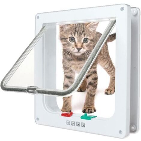 Chatière pour Chat avec Magnétique à 4 Voies,Facile à Installer et à Utiliser,Entrée Sélective,Accès contrôlé, Portes de Passage sécurisées et fenêtres pour Animaux de Compagnie,19.7 19  2cm H407