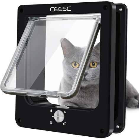 Chatière pour Chat, Chatière Imperméabiliser avec verrou Rotatif à 4 Voies pour Chat, Petit Chien, Facile à Installer et à Utiliser, Version améliorée