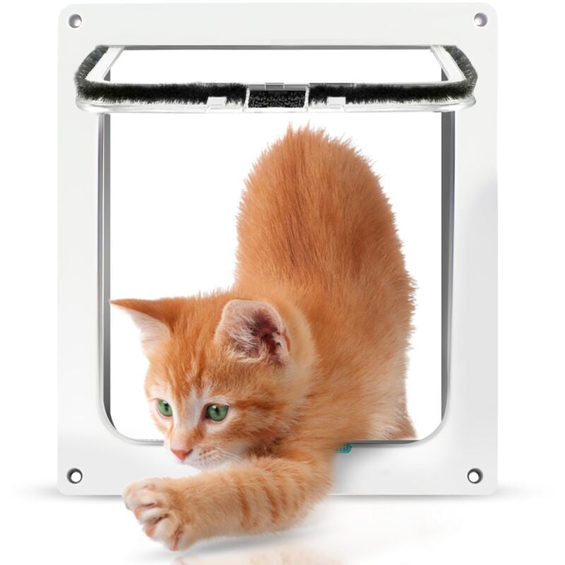Chatiere pour Chat, Chatières pour Chien Intérieure, Porte Chats Baie Vitrée Coulissante, Portes Chat avec Magnétique à 4 Voies, Cats Gateway, pour