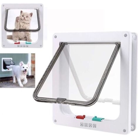 Chatiere Pour Chat Chien 23.5 25 5.5cm,porte pour chat Chatière à 4 Positions avec Tunnel Cache Découpe,trappe chat Taille L