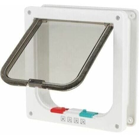 Chatiere Pour Chat Chien Chatière et porte pour animaux Taille L 23.5 x 25.2 x 5.5cm Blanc