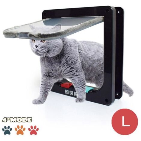 Chatiere Pour Chat Chien,Chatiere Chat avec Serrure Contrlable Verrouillable,Chatière avec Tunnel Cache Facile bouton rouge   bleu