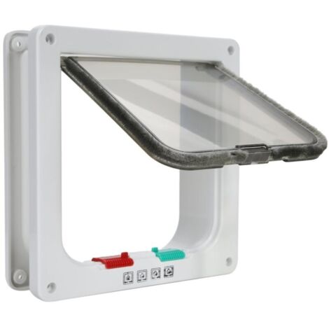 Chatière pour Chat,Magnétique Verrouillable 4 Modes pour Animaux Domestiques Chatons et Chatons Medium Blanc
