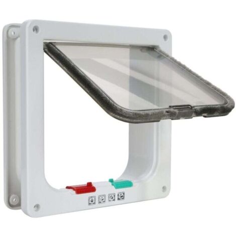 Chatière pour Chat,Magnétique Verrouillable 4 Modes pour Animaux Domestiques Chatons et Chatons Medium Blanc