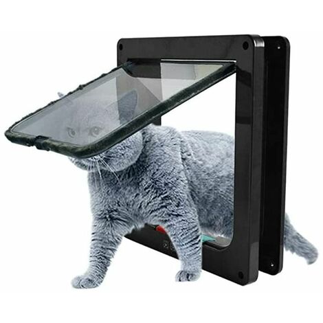 Chatière pour Chats, Chatière pour Chats, Chiens ou Petits Animaux Contrôlable Verrouillable Facile à Installer (M, Noir)