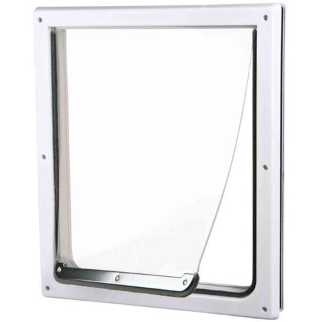 Chatière pour chiens, 2 positions, avec tunnel M-XL: 36 × 46 cm, blanc