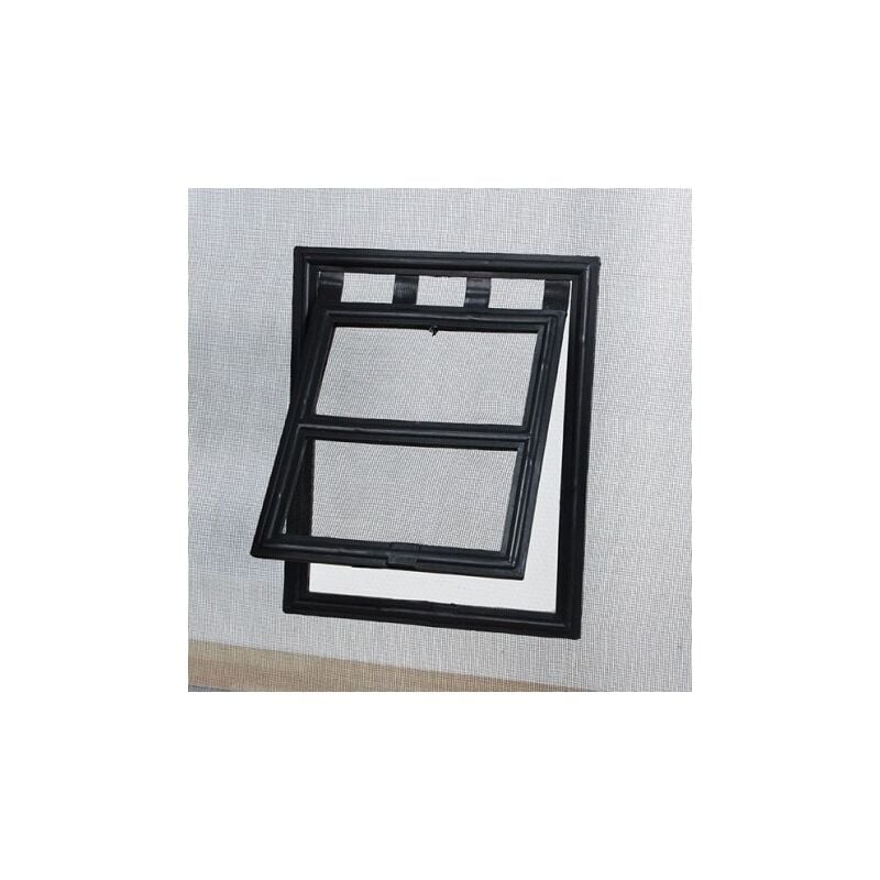Volet Moustiquaire - Chatière de moustiquaire de Porte ou Baie Vitrée H25 cm x L20 cm Noir - Noir