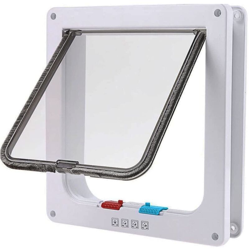 Chatière révolutionnaire pour chat - Fermeture magnétique à 4 voies de qualité supérieure - Confortable et facile à installer - Porte en bois - Porte