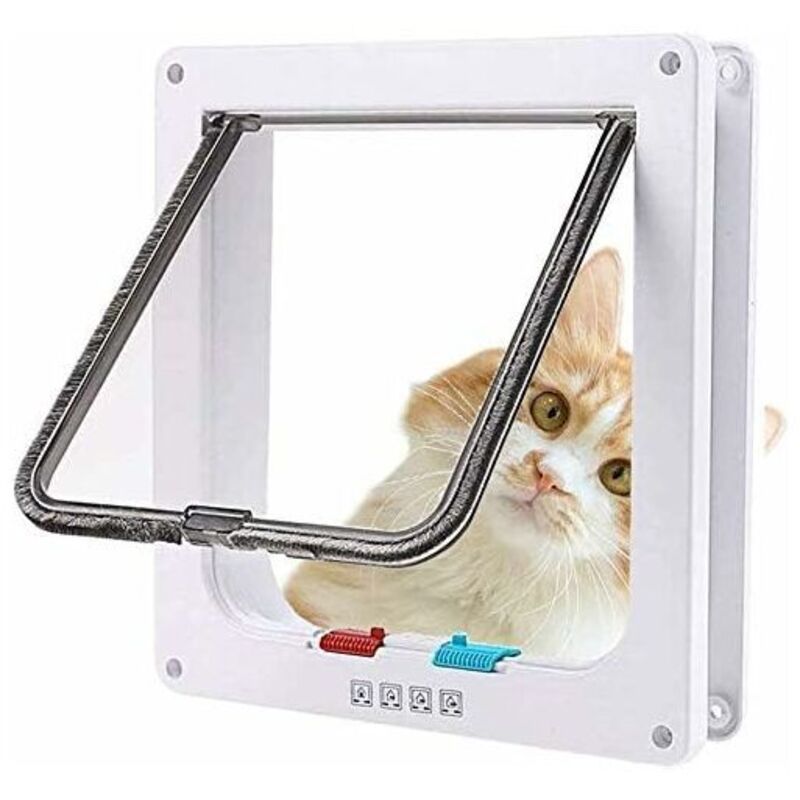 Tigrezy Chatière trappe pour chien 24,5 28,5 5,5 cm Fermeture magnétique à 4 voies pour chats et petits chiens - trappe pour chien trappe pour chat