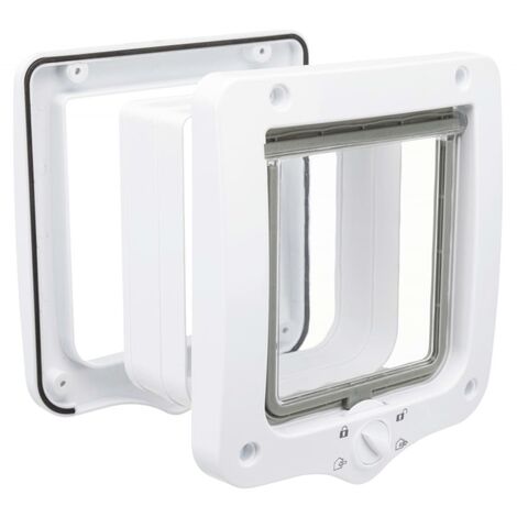 Chatières à 4 Modes et 2 Tunnels Animaux Fermeture Tournante Gris/Blanc TRIXIE