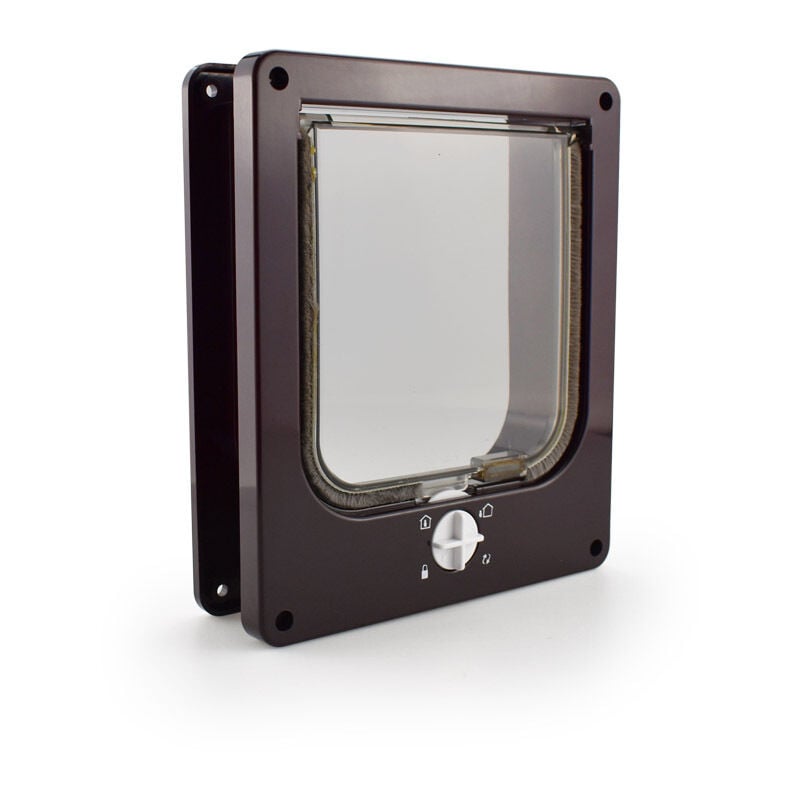 Chatières et portes manuelles, Chatière 4 Positions avec Tunnel pour Chat, Brun taille xl