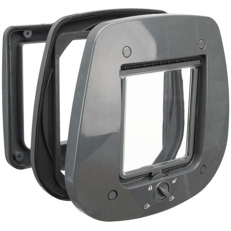 Chatière 4 positions 27 × 26 cm grise pour chat - Trixie